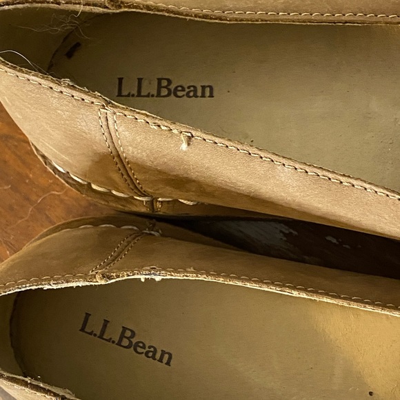 LL Bean Womens Tan Brown Stonington Nubuck Leather Slip-on Loafer Flats Size 9 M - Picture 3 of 4